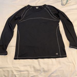 Champion long sleeve , fitted top, Black with Grey stitching detail. XL.